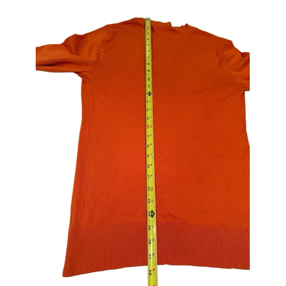 Tory Burch Orange V-Neck Button Front Lightweight Knit Cardigan Sweater M